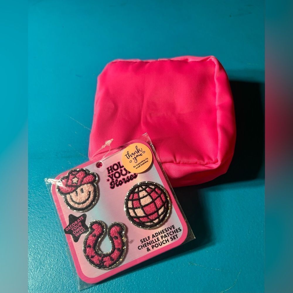 5” NEW! Hold Your Horses Pouch Set with Chenille Patches See pics for size